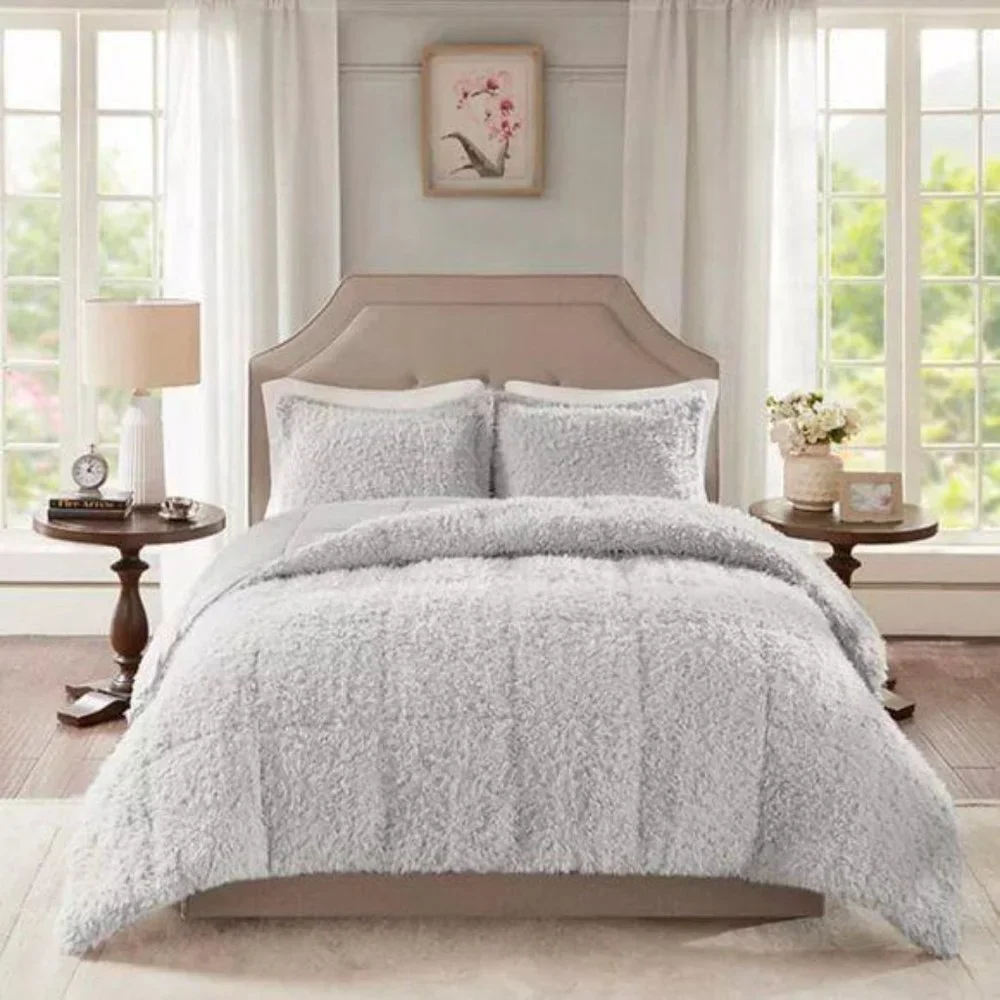 Madison Park Faux Mohair Mink Twin Comforter Set